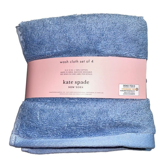 Kate Spade Washcloths Dusty Blue Set of 4 NWT - Picture 6 of 8